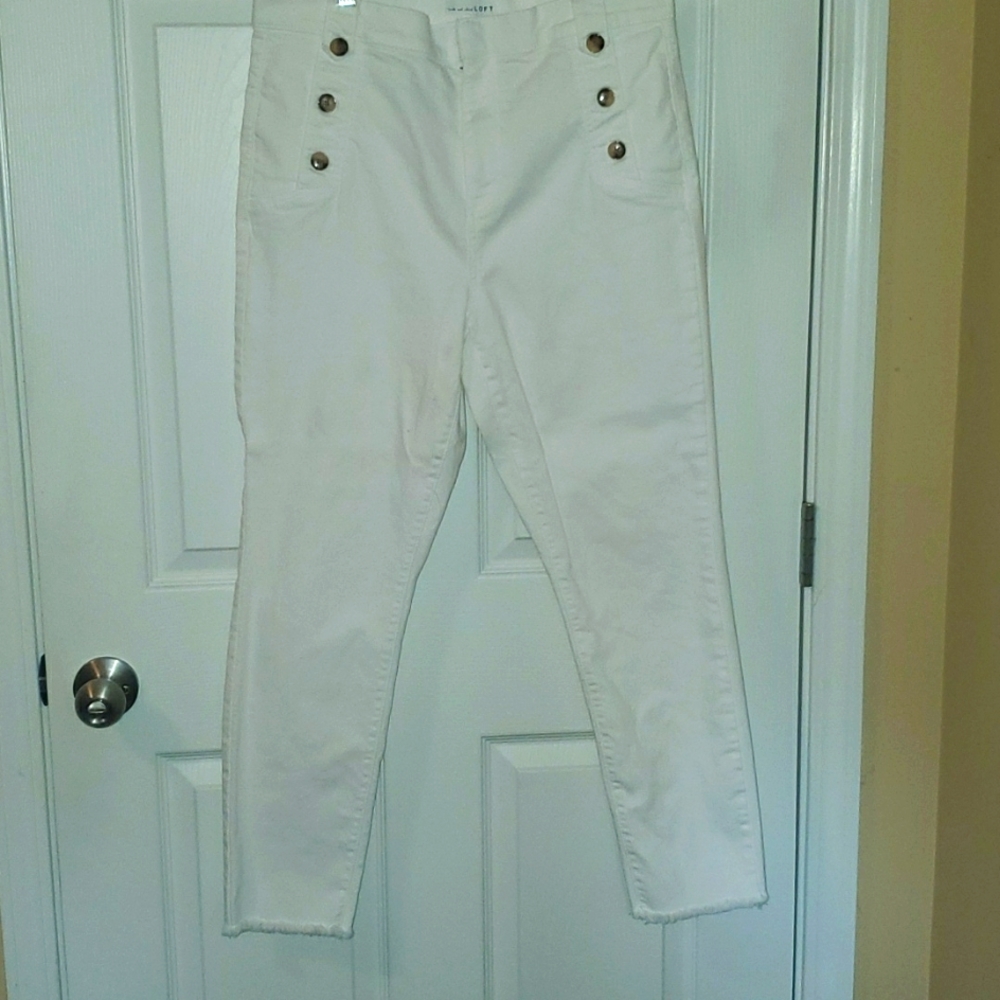 LOFT White High Waist Skinny Size 12